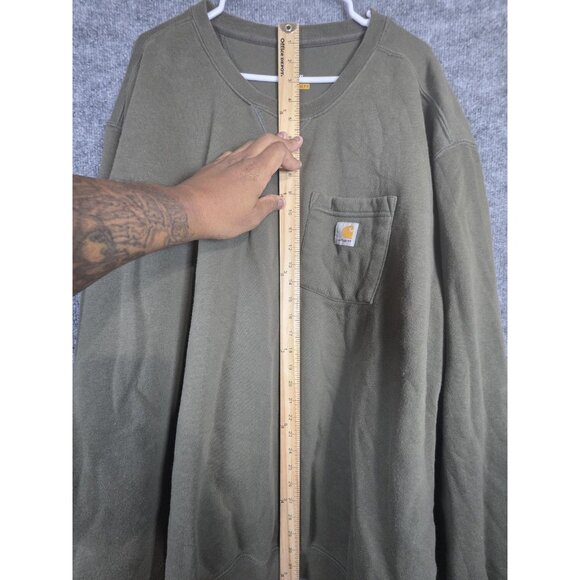 Carhartt Sweater Mens 4XL Green Original Fit Crewneck Pullover Pocket Workwear - Picture 5 of 9